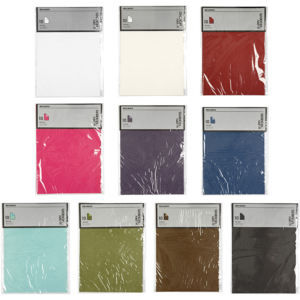 Karton, A4, Blatt 210x297 mm, 250 g, Sortierte Farben, 30x10 Bl./ 1 Pck [HOB-219999]