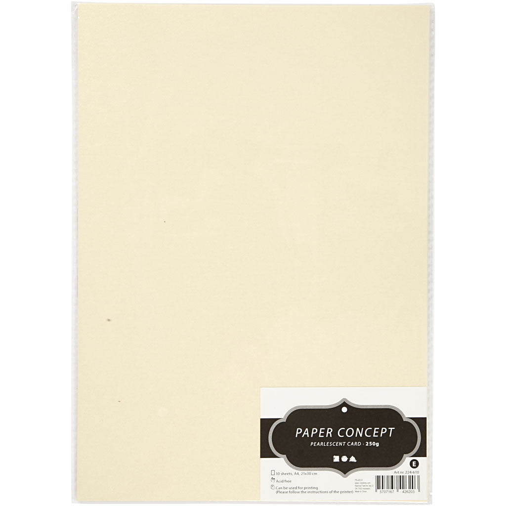 Perlmutt-Karton , A4, Blatt 210x297 mm, 250 g, Perlmuttbeige, 10 Bl./ 1 Pck [HOB-224610]