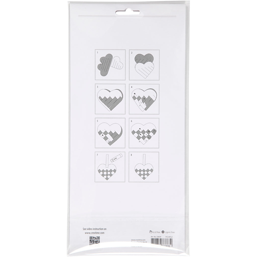 Flechtherzen, Größe 13,5x12,5 cm, Rot, Weiß, 8 Set/ 1 Pck [HOB-22659]