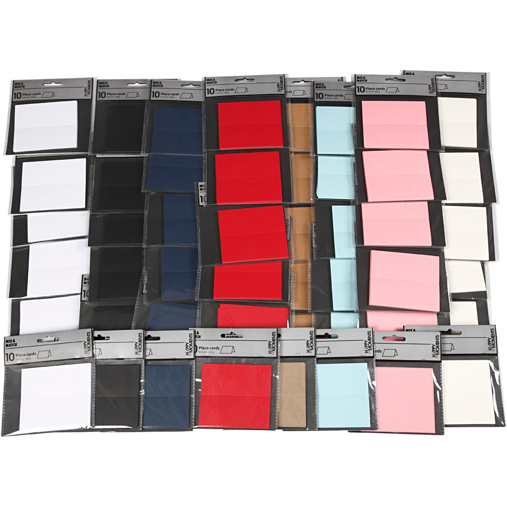 Tischkarten, Größe 9x4 cm, 220 g, Sortierte Farben, 8x10 Pck/ 1 Pck [HOB-228723]