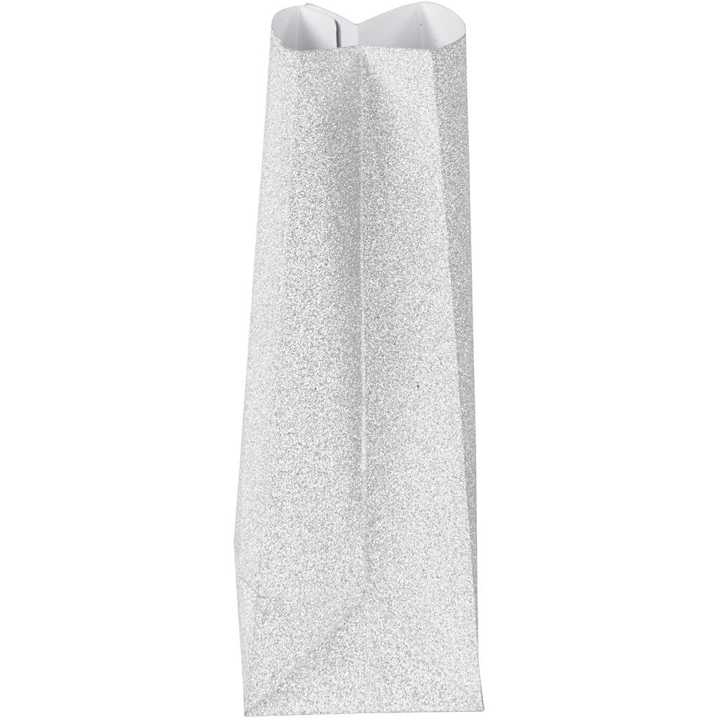 Papiertüten, H 17 cm, Größe 6x9 cm, 120 g, Silber, 8 Stk/ 1 Pck [HOB-23137]