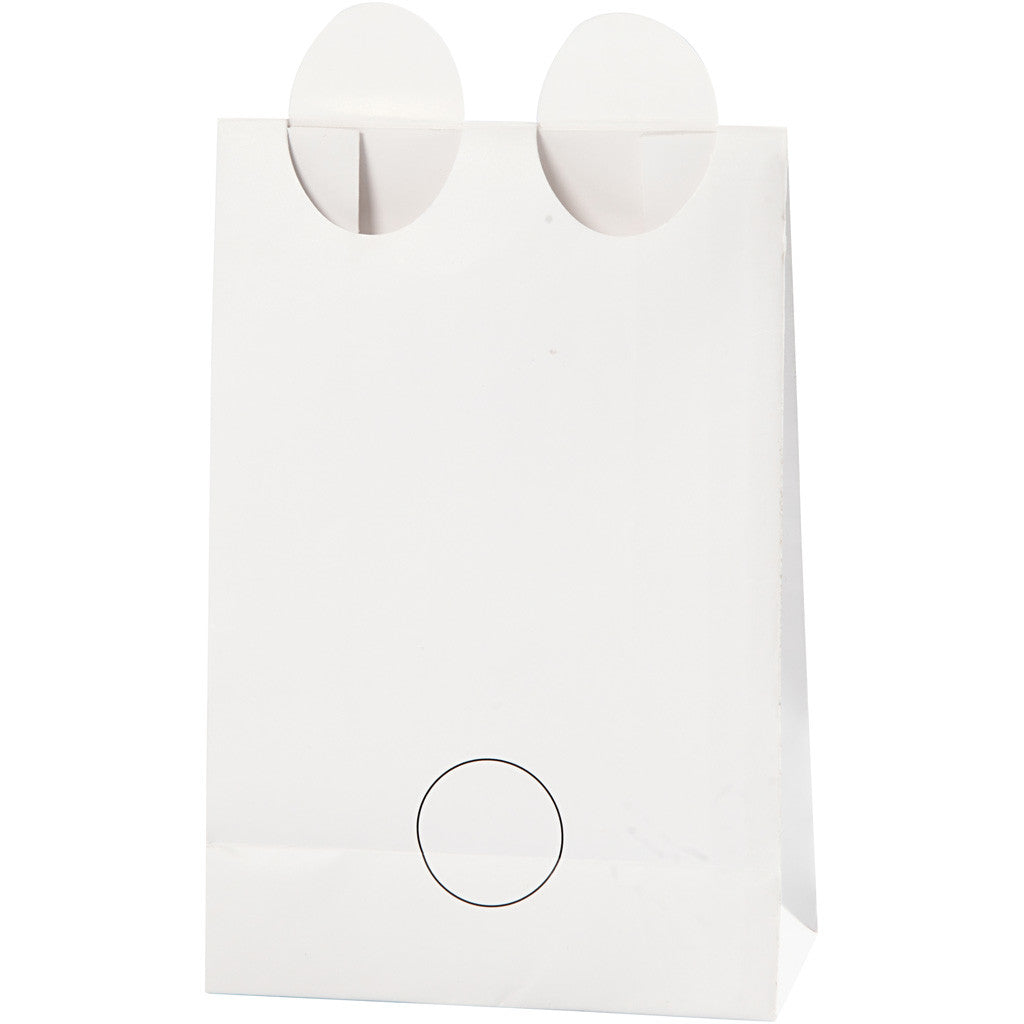 Papiertüten, Eisbär, H 18 cm, Größe 6x12 cm, 80 g, Weiß, 6 Stk/ 1 Pck [HOB-23181]