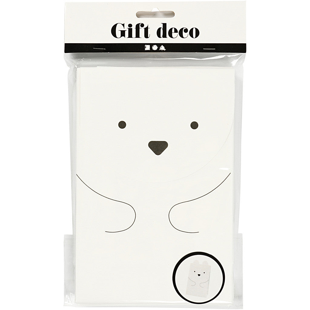 Papiertüten, Eisbär, H 18 cm, Größe 6x12 cm, 80 g, Weiß, 6 Stk/ 1 Pck [HOB-23181]