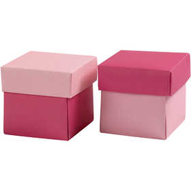 Faltschachtel, Größe 5,5x5,5 cm, 250 g, Rosa/Pink, 10 Stk/ 1 Pck [HOB-233009]