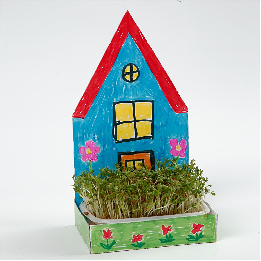 Kressehaus - Set, Haus, H 20 cm, Weiß, 6 Set/ 1 Pck [HOB-23323]