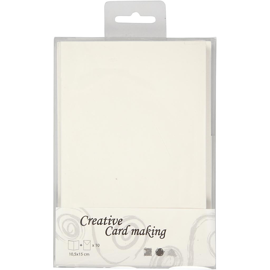 Karten & Kuverts, Kartengröße 10,5x15 cm, Umschlaggröße 11,5x16,5 cm, Naturweiß, 10Set/ 1 Pck [HOB-23708]