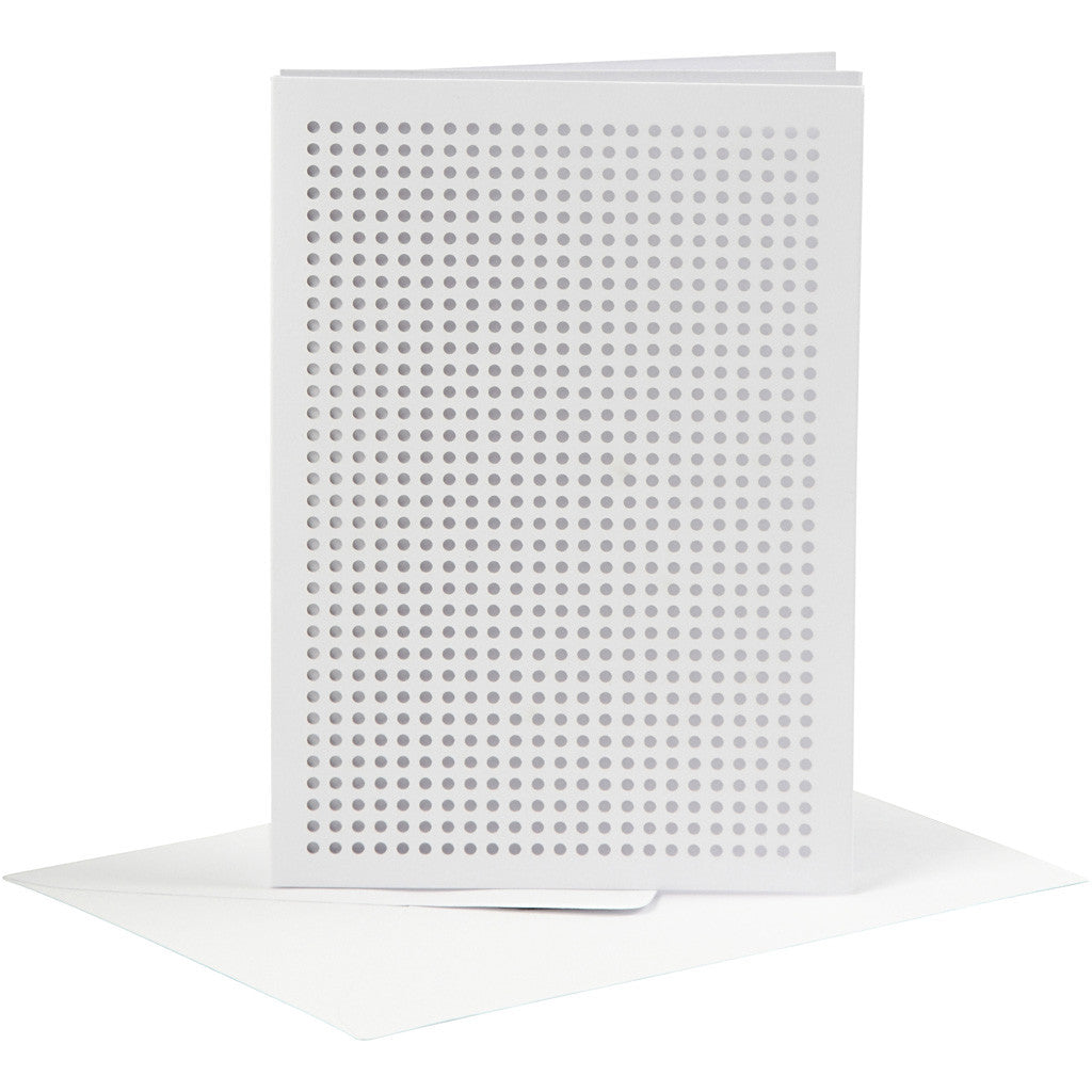 Karten zum Besticken, Kartengröße 10,5x15 cm, Umschlaggröße 11,5x16,5 cm, Weiß, 6 Set/ 1 Pck [HOB-23901]