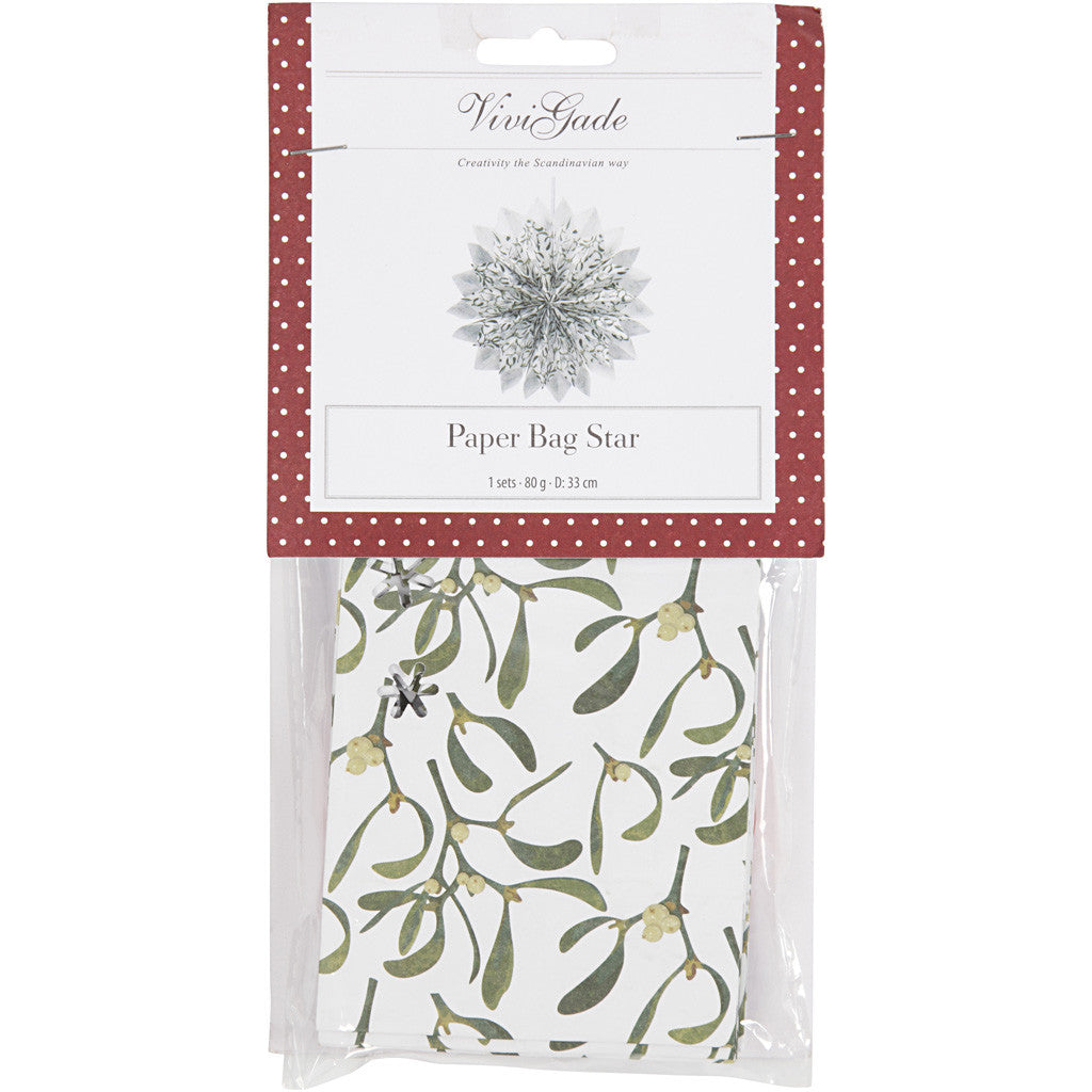 Sterne aus Papiertüten, 80 g, Grün, Weiß, 1 Set [HOB-24369]