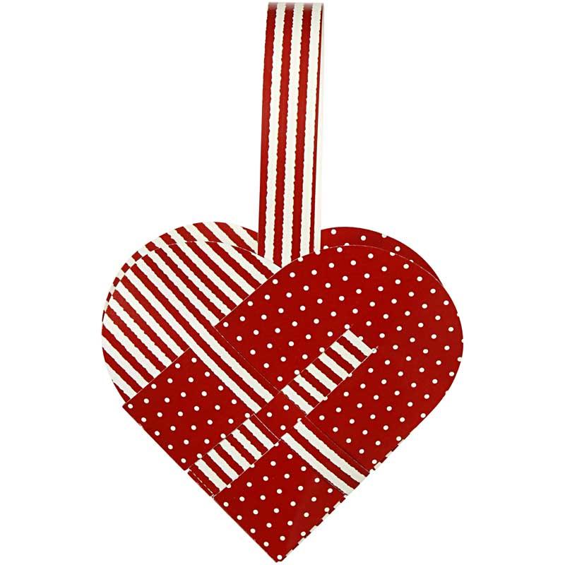 Flechtherzen, Größe 14,5x10 cm, 120 g, Sortierte Farben, 8 Set/ 1 Pck [HOB-25152]