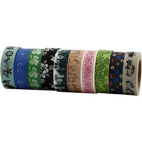 Washi Tape - Set, B 15 mm, 10x10 m/ 1 Pck [HOB-25215]