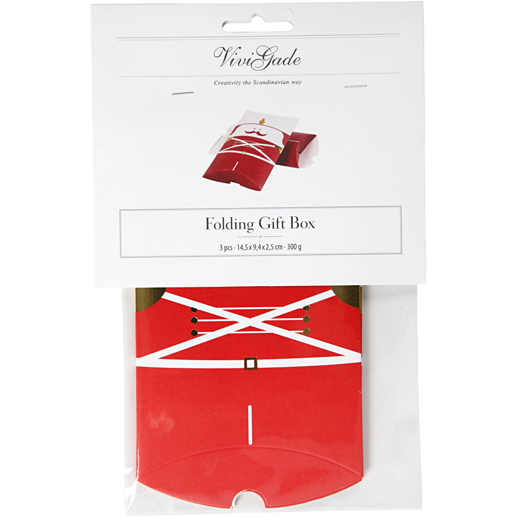 Geschenkverpackung, Nussknacker, Größe 12x9,4x2,5 cm, 300 g, Gold, Rot, Weiß, 3 Stk/ 1 Pck [HOB-25374]
