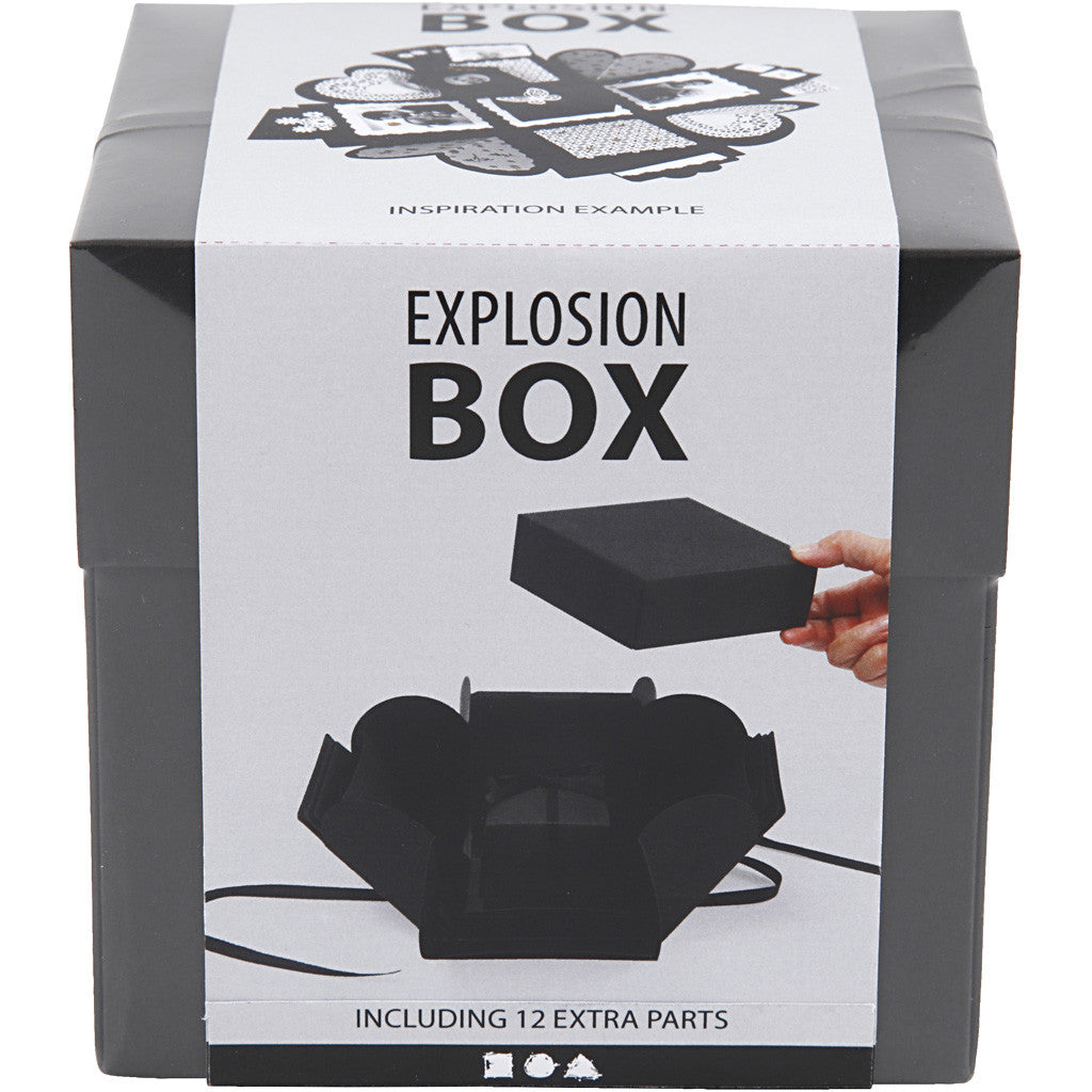 Explosions-Box, Größe 7x7x7,5+12x12x12 cm, Schwarz, 1 Stk [HOB-25378]