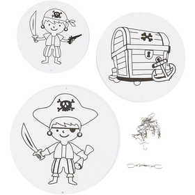 Mobile mit Motivdruck, D 12+15+18 cm, 300 g, Weiß, 3 Set/ 1 Pck [HOB-25458]