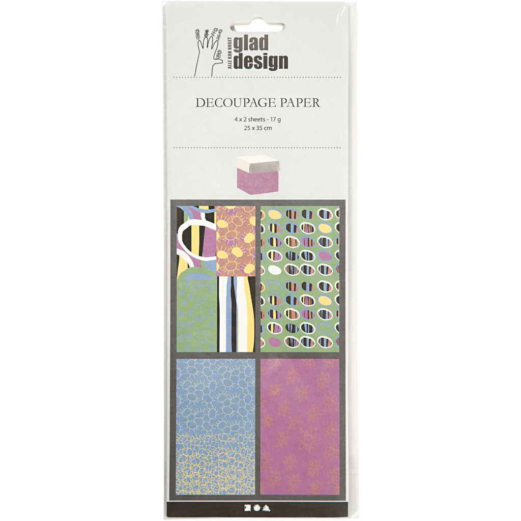 Découpage-Papier, Blatt 25x35 cm, 17 g, Fröhliche Farben, 4x2 Bl./ 1 Pck [HOB-254820]