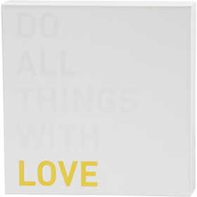 Leinwand - bedruckt mitt Goldmotiven, H 25,4 cm, T 2,54 cm, B 25,4 cm, Weiß, 1 Stk [HOB-25776]