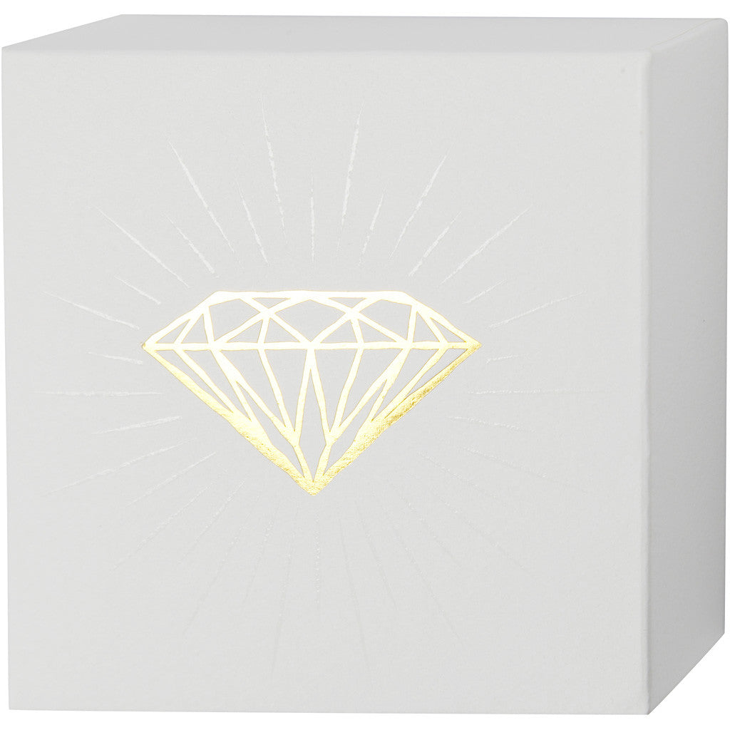 Leinwand - bedruckt mitt Goldmotiven, H 10,16 cm, T 2,54 cm, B 10,16 cm, Weiß, 2 Stk/ 1 Pck [HOB-25778]