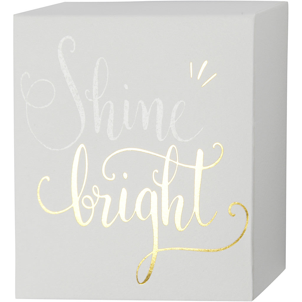 Leinwand - bedruckt mitt Goldmotiven, H 10,16 cm, T 2,54 cm, B 10,16 cm, Weiß, 2 Stk/ 1 Pck [HOB-25778]