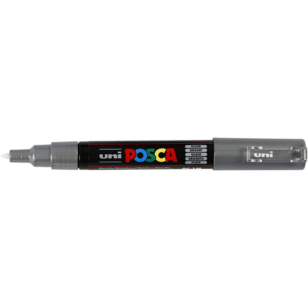 Posca Marker , Nr. PC-1M, Strichstärke 0,7 mm, extrafein, Silber, 1 Stk [HOB-273805]