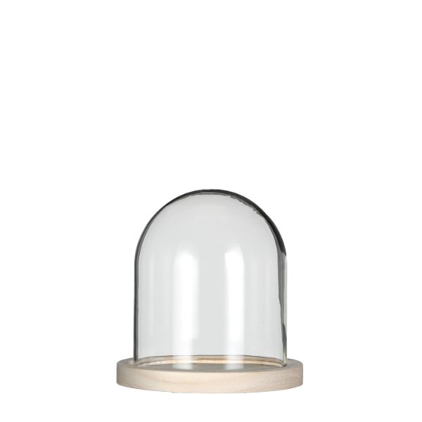 Glass Dome with Wooden Base Ø12cm and 13 cm tall (1 pc)