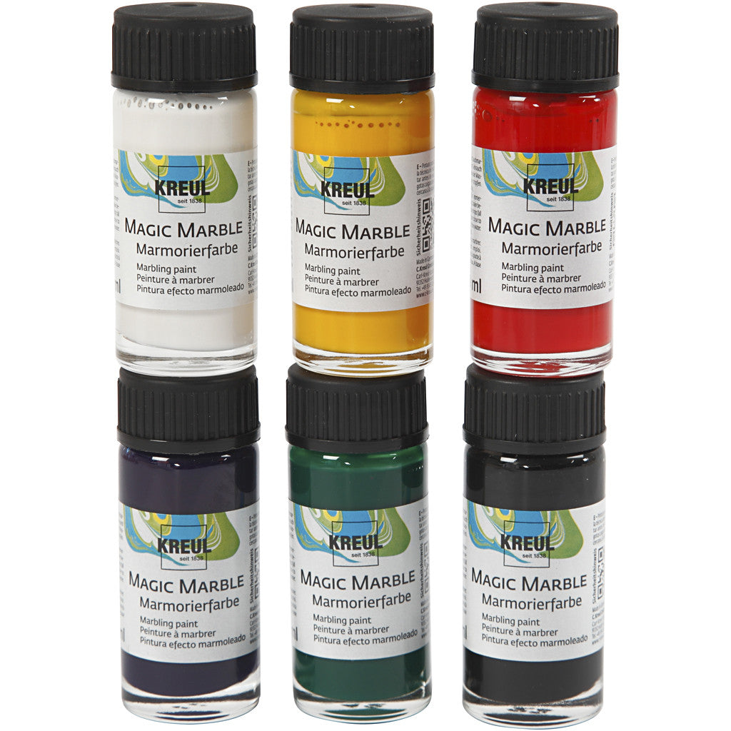 Magic Marble Marmorierfarbe, Standard-Farben, 6x20 ml/ 1 Pck [HOB-30199]