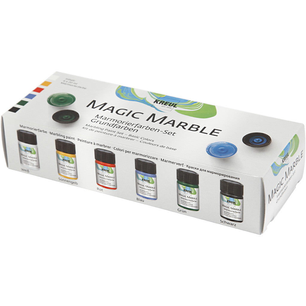 Magic Marble Marmorierfarbe, Standard-Farben, 6x20 ml/ 1 Pck [HOB-30199]
