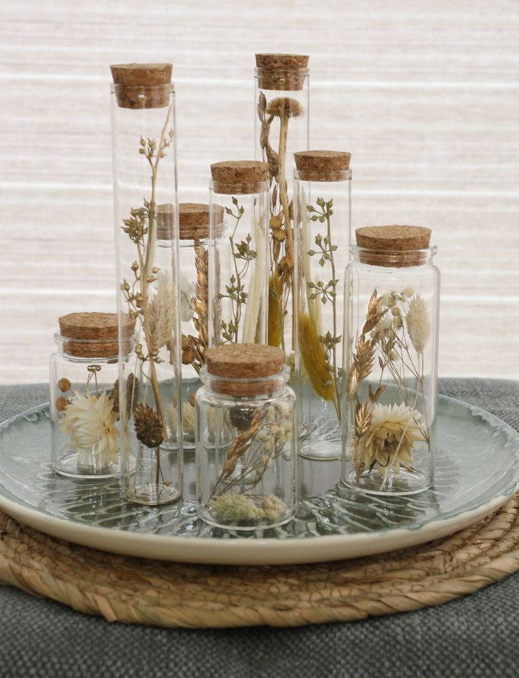 Glasröhre mit Trockenblumen Natur bestellen