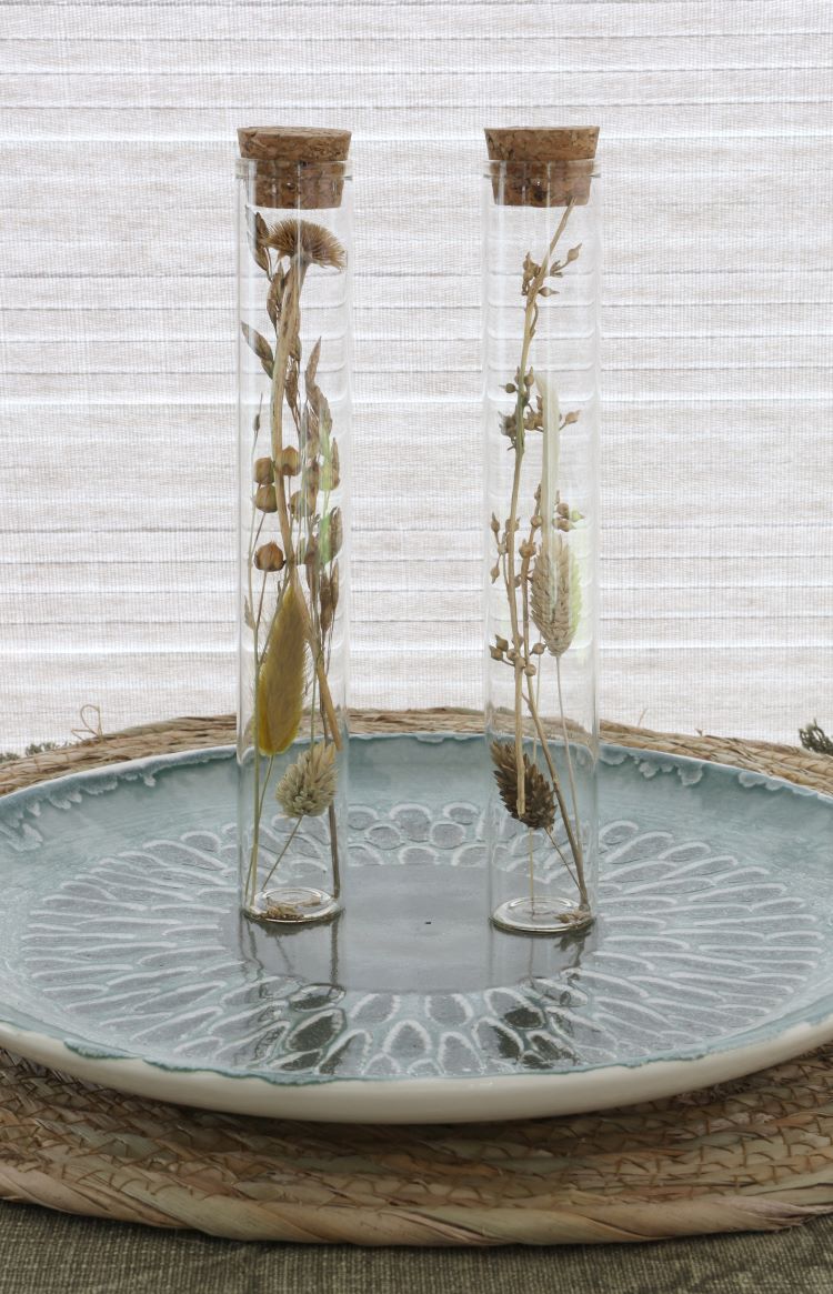 Glasröhre mit Trockenblumen Natur Ø3x20cm (12 Stück) [IFS-30344]