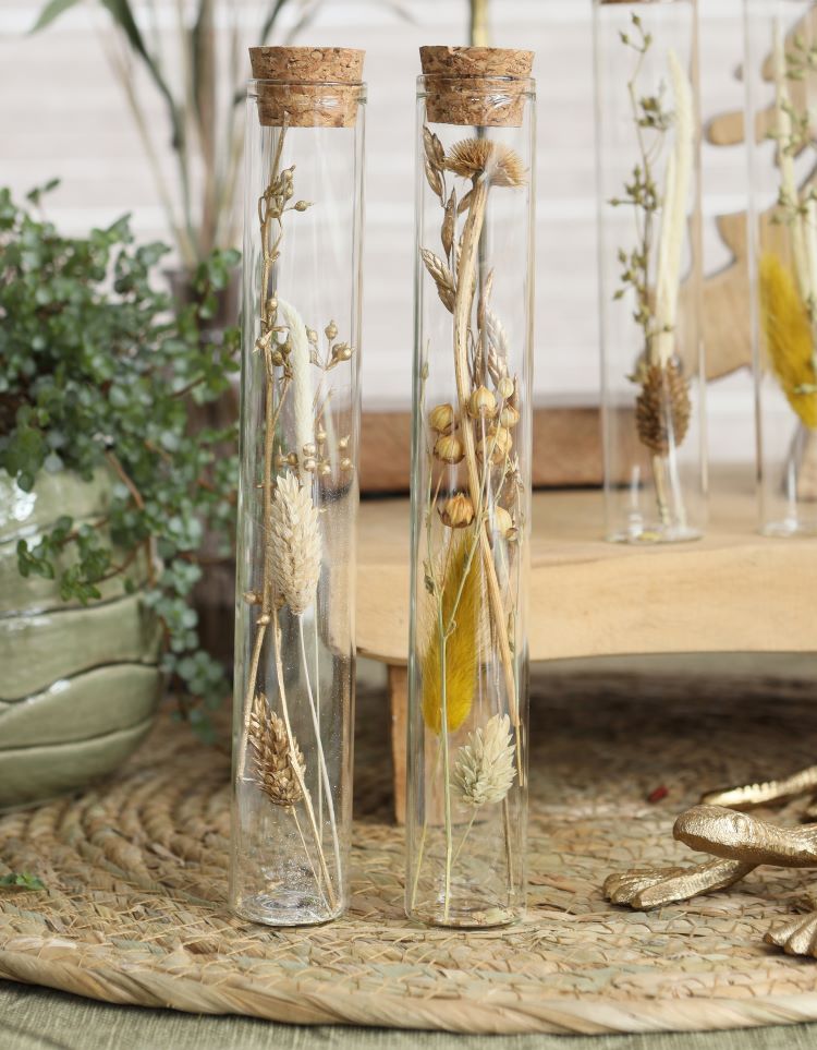 Glasröhre mit Trockenblumen Natur bestellen