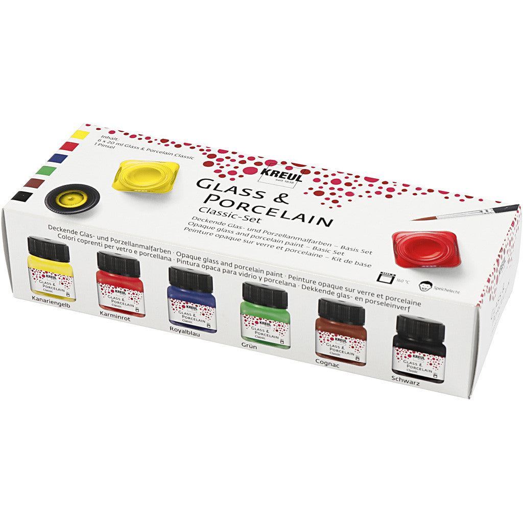 Glas- und Porzellanfarbe - Sortiment, Sortierte Farben, 6x20 ml/ 1 Pck [HOB-31405]