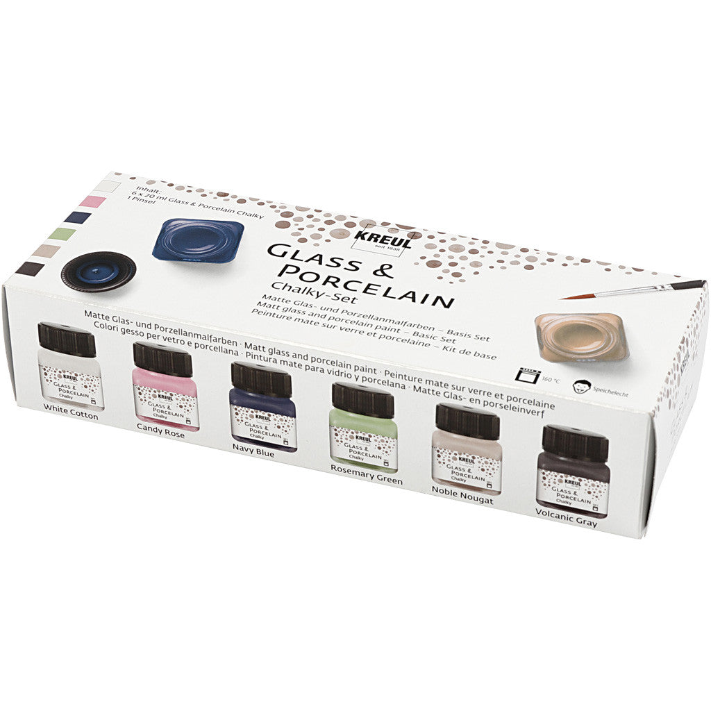 Glas- und Porzellanfarbe - Sortiment, Sortierte Farben, 6x20 ml/ 1 Pck [HOB-31407]