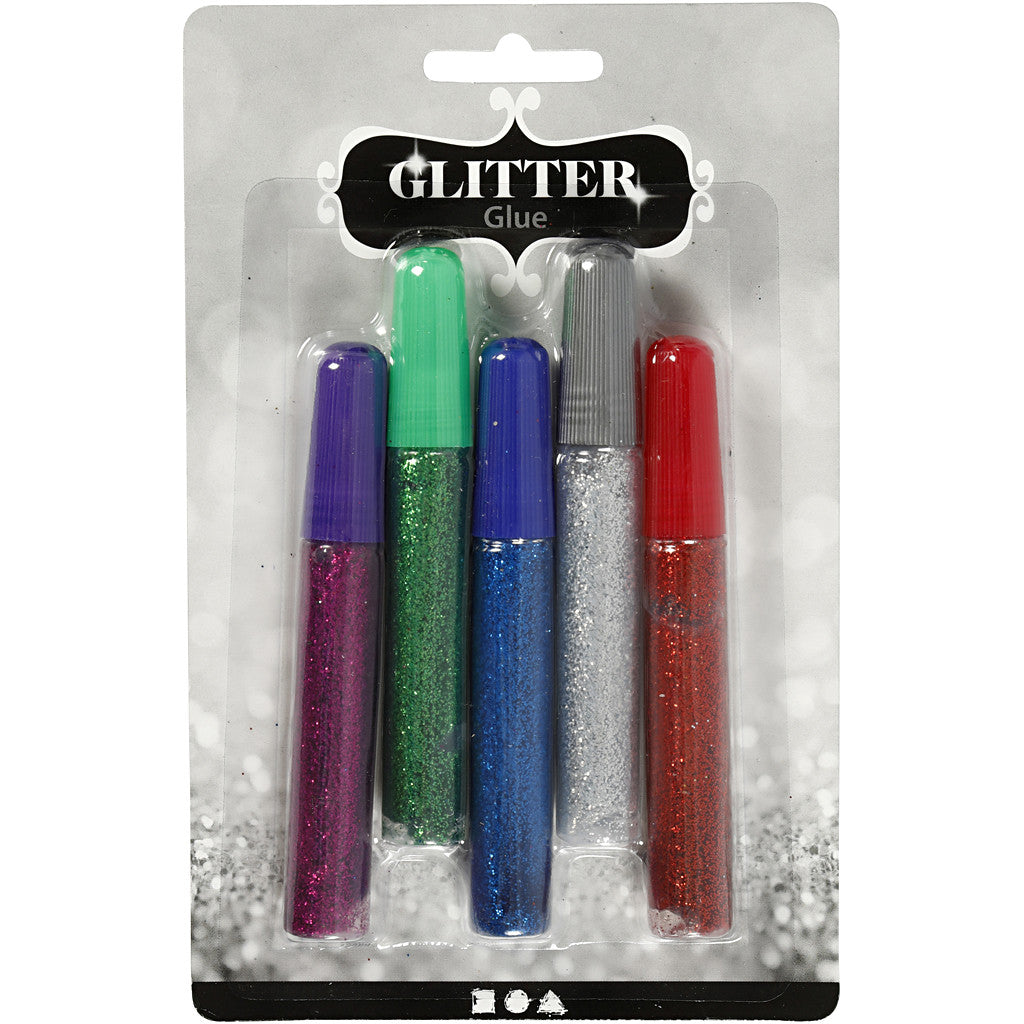 Glitzerkleber, Sortierte Farben, 5x10 ml/ 1 Pck [HOB-31808]