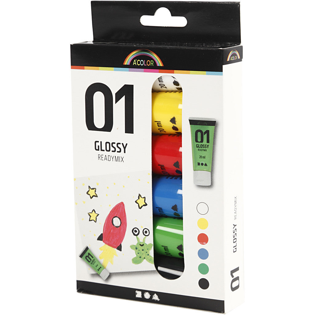 Acrylfarbe, glänzend, Standard-Farben, 6x20 ml/ 1 Pck [HOB-32003]