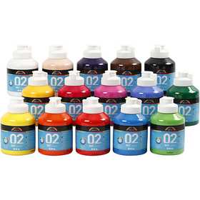 Acrylfarbe Matt, Sortierte Farben, 15x500 ml/ 1 Pck [HOB-32100]