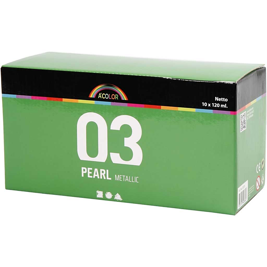 Acrylfarbe metallic, Metallic, Sortierte Farben, 10x120 ml/ 1 Pck [HOB-32201]