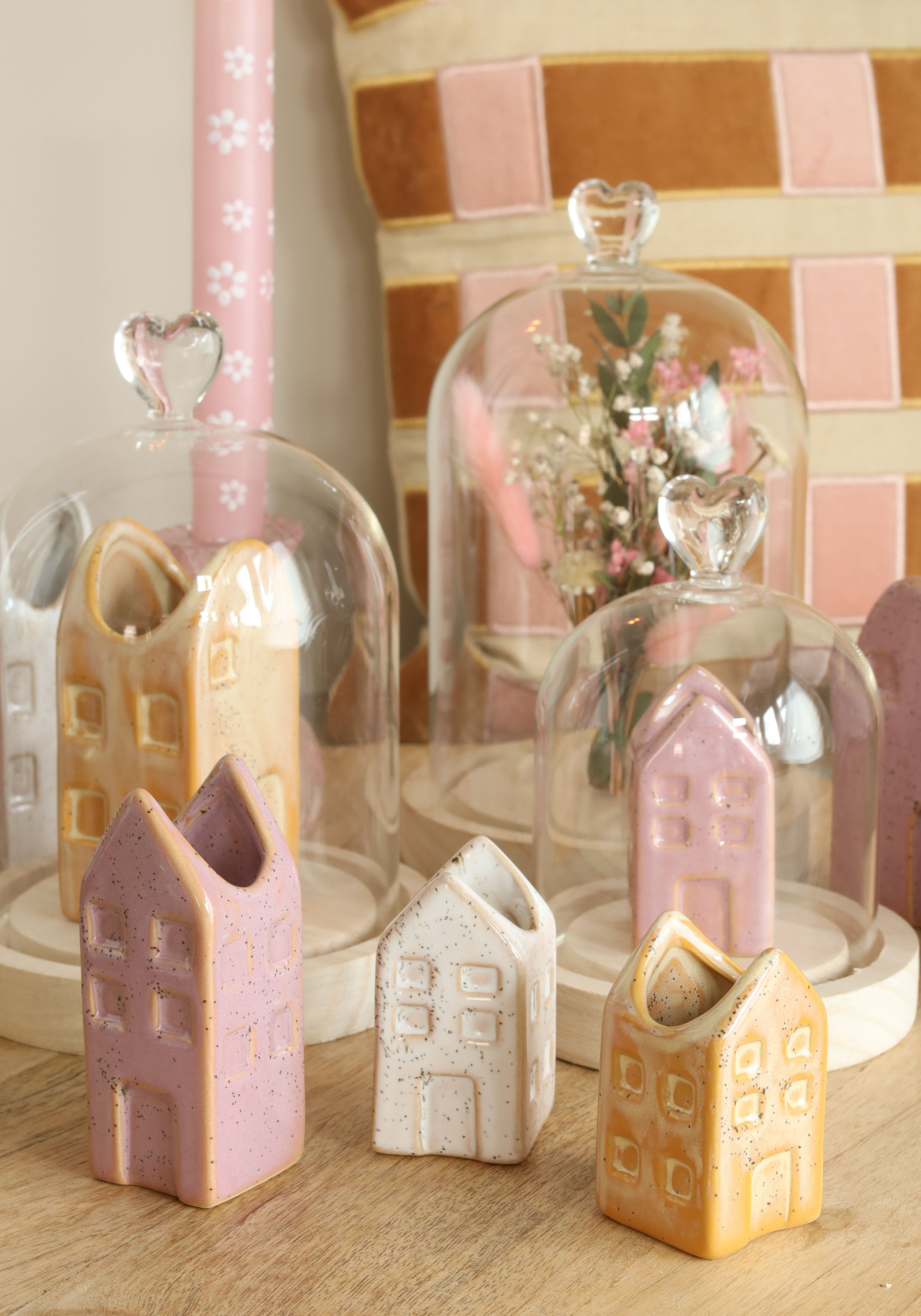 Glashaube mit Glasknopf mit Holzsockel Ø12 h.15 cm (1 Stk.) [IFS-29312]