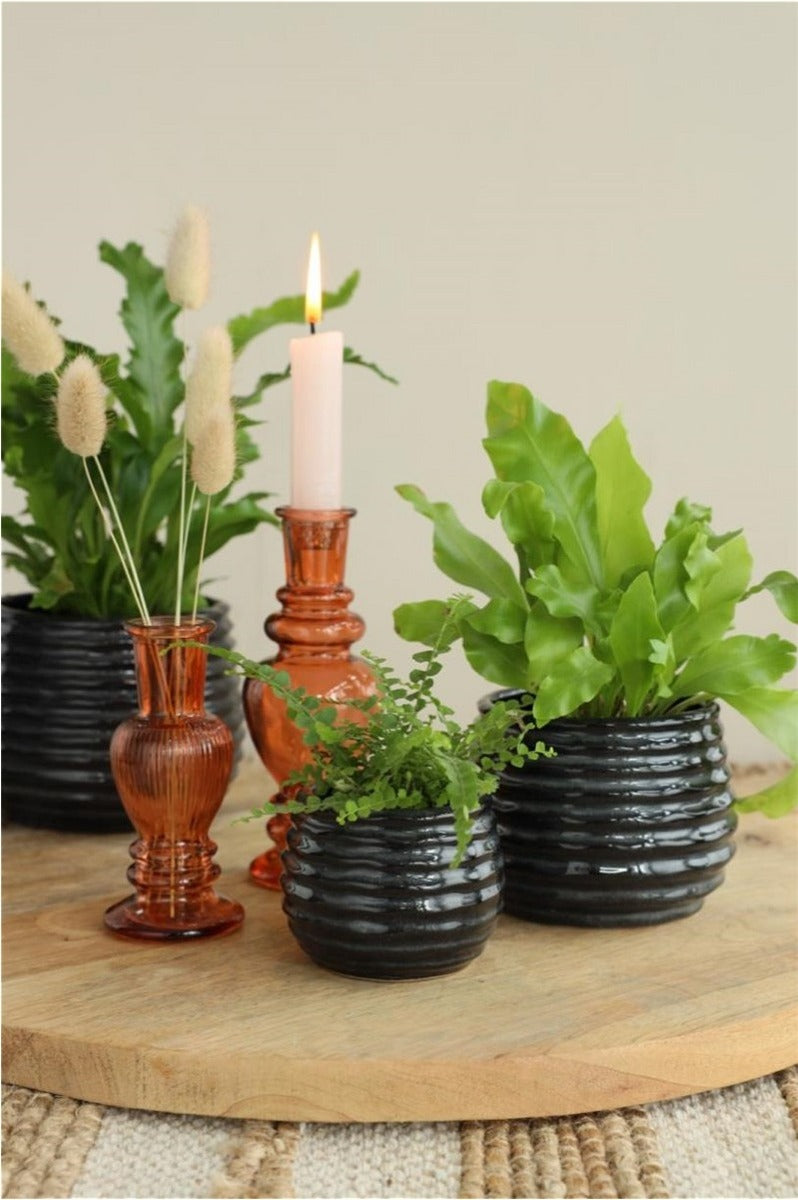 Topf Schwarz Anthrazit Rise Ø6,5 x h: 8 cm (12 Stück) [IFS-33972]