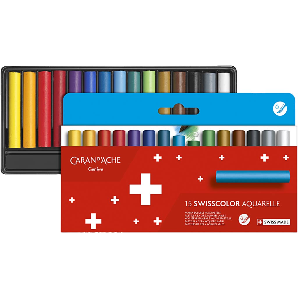 CARAN D’ACHE Neocolor II, Junior, L: 5 cm, thickness 8,5 mm, assorted colours, 15 pc