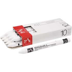 CARAN D’ACHE Neocolor II, L 10 cm, Dicke 8,5 mm, Weiß (001), 10 Stk/ 1 Pck [HOB-34050]