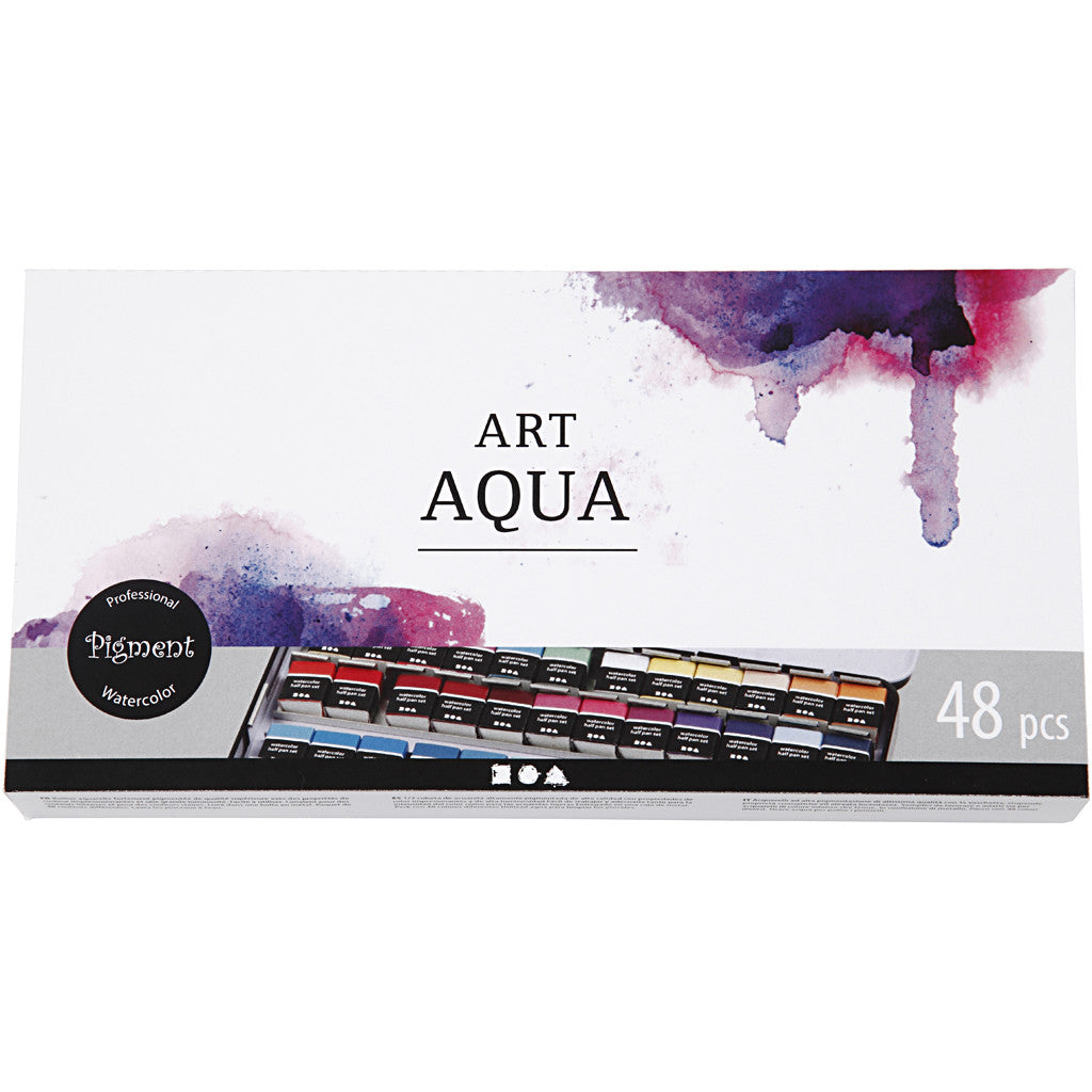 Art Aquarellfarben, Halbwannen, Größe 10x15x20 mm, Standard-Farben, 48 Farbe/ 1 Pck [HOB-34245]