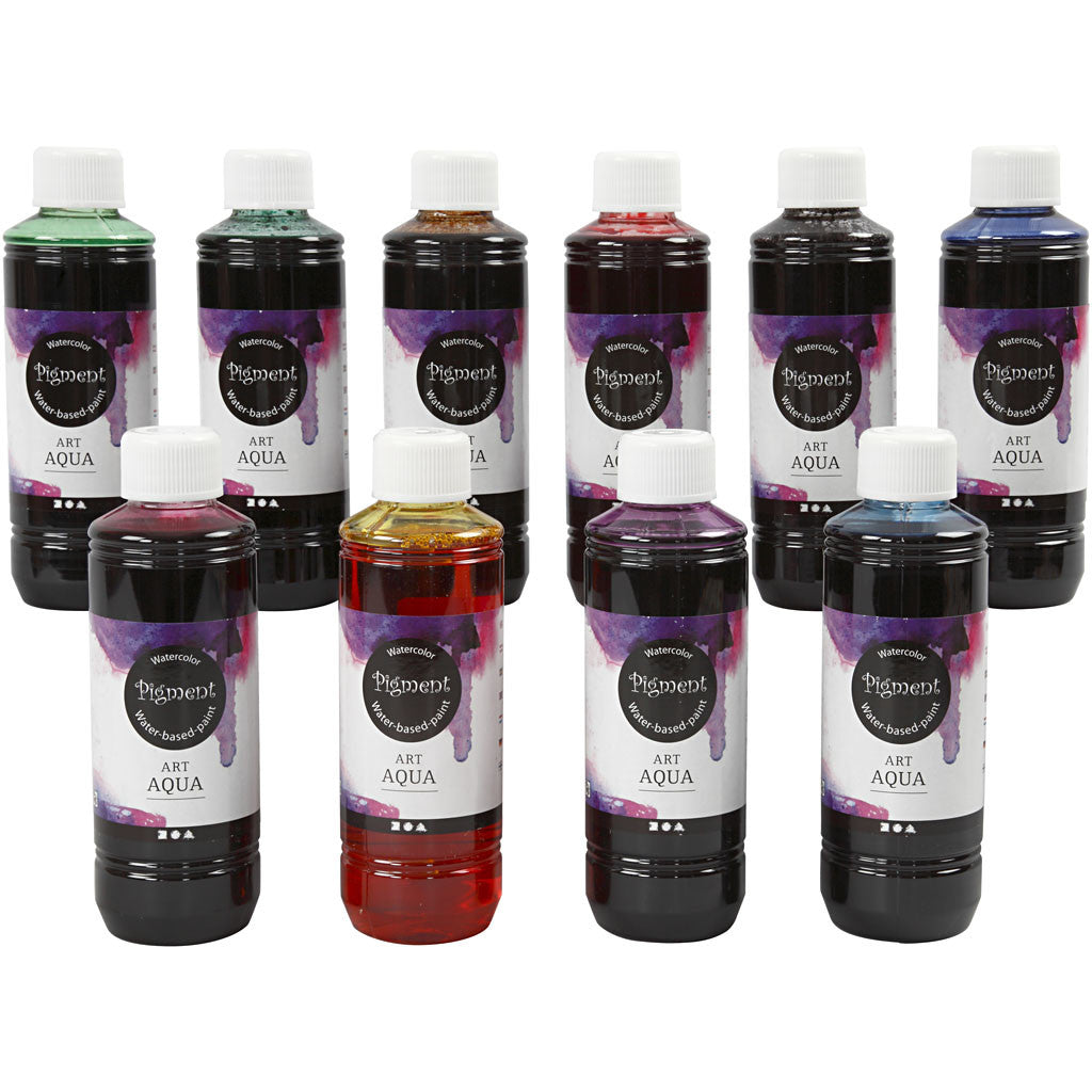 Flüssige Aquarellfarbe, Sortierte Farben, 10x250 ml/ 1 Pck [HOB-34398]
