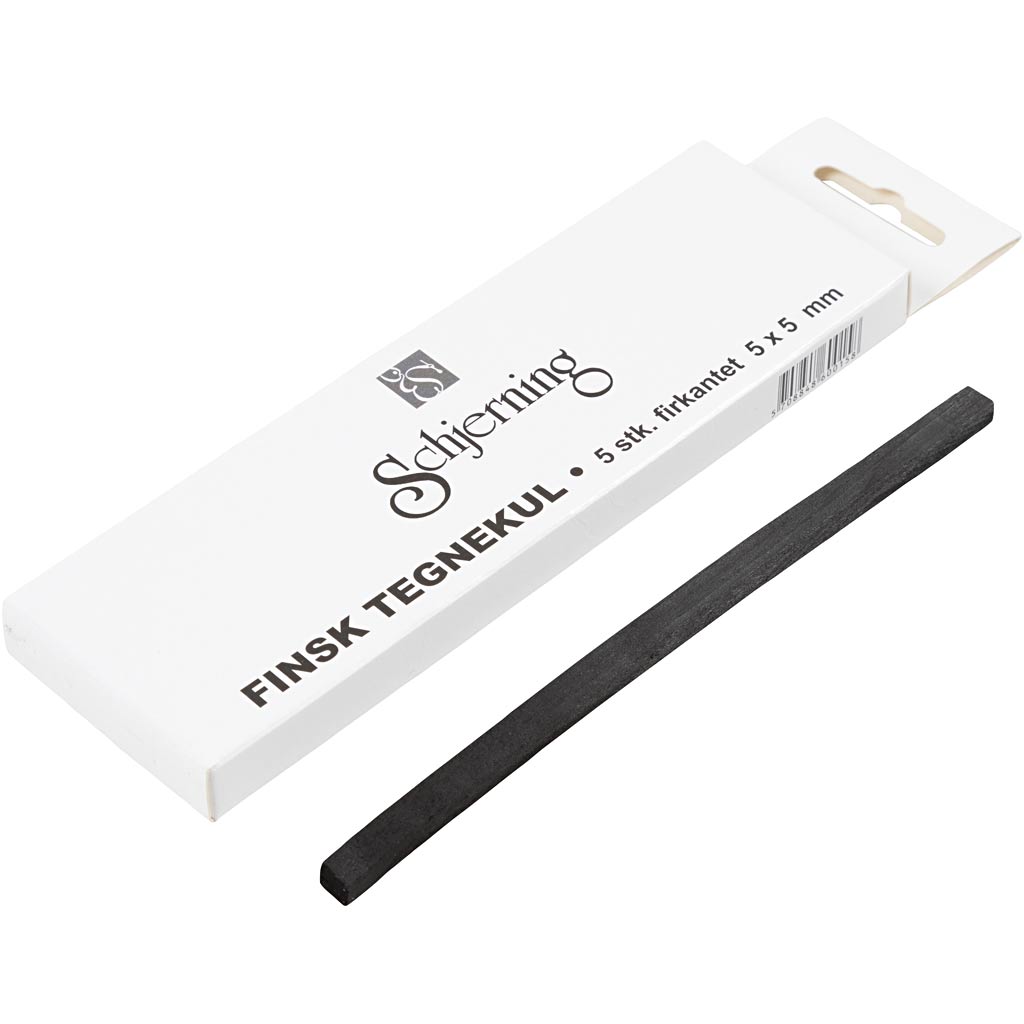 Charcoal Sticks, L: 15 cm, size 5x5 mm, 5 pc