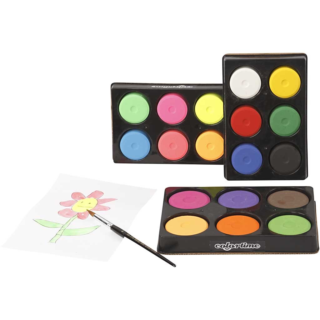 Wasserfarben, H 16 mm, D 44 mm, Neonfarben, 1 Pck [HOB-34591]