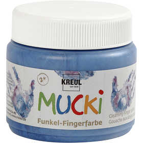 Mucki Fingerfarbe, Metallic-Blau, 150 ml/ 1 Dose [HOB-34755]