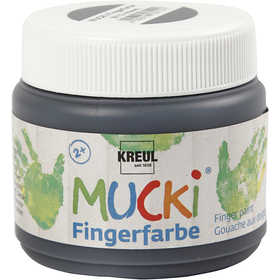 Mucki Fingerfarbe, Schwarz, 150 ml/ 1 Dose [HOB-34763]