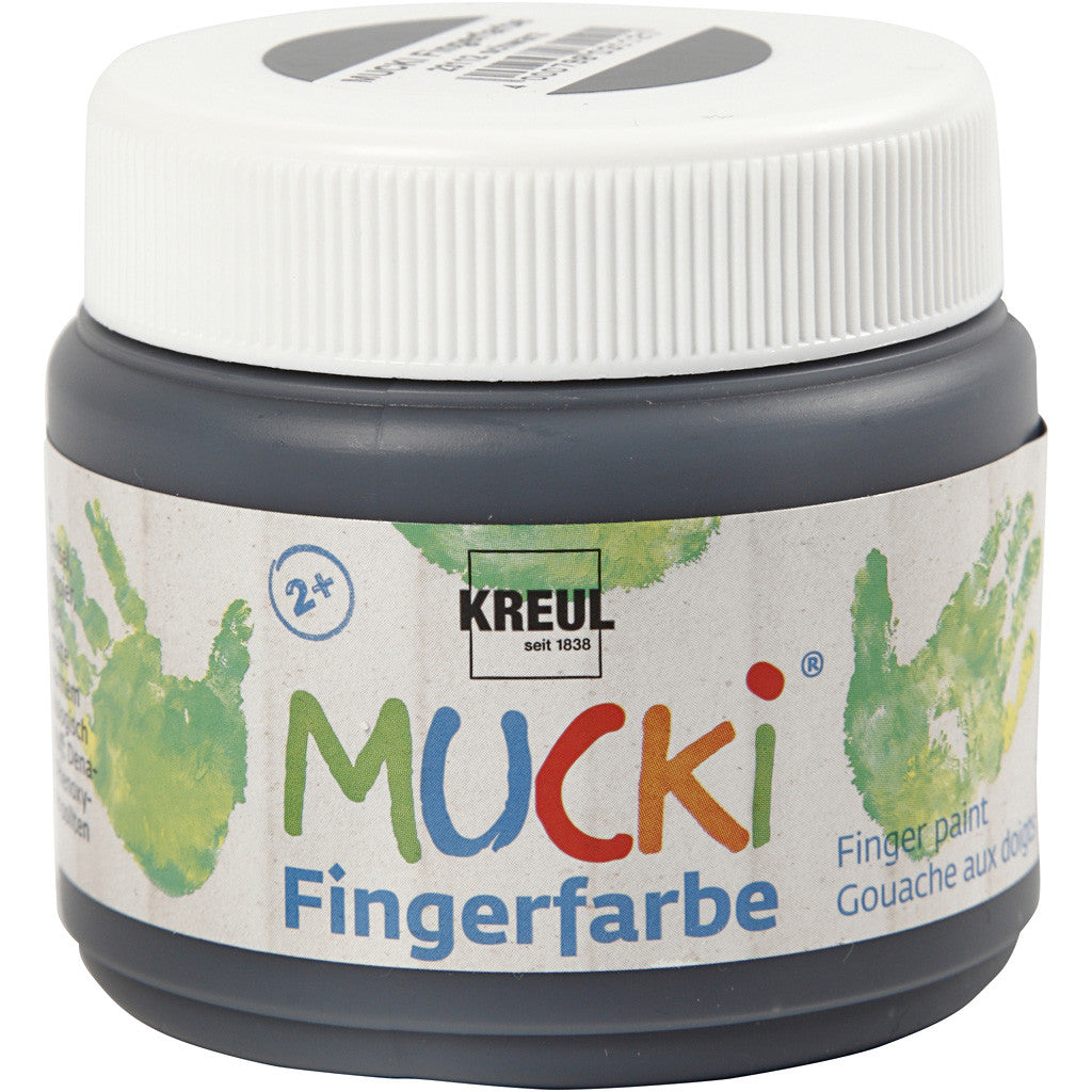 Mucki Fingerfarbe, Schwarz, 150 ml/ 1 Dose [HOB-34763]