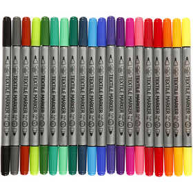 Textil-Marker, Strichstärke 2,3+3,6 mm, Standard-Farben, 20 Stk/ 1 Pck [HOB-34817]