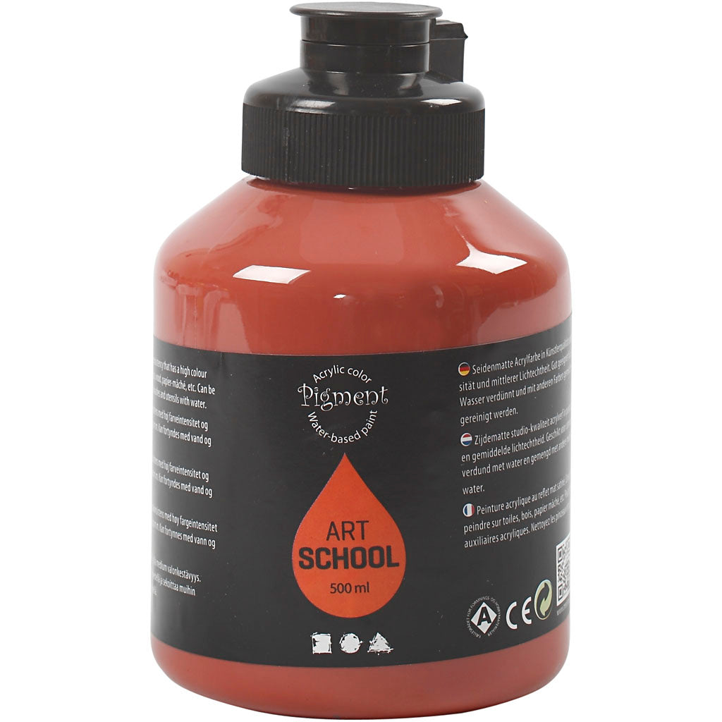 Art Acrylic, semi-glossy, semi-transparent, burnt sienna, 500 ml/ 1 bottle