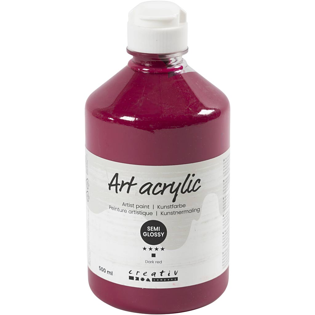 Art Acrylic, semi-glossy, semi-transparent, dark red, 500 ml/ 1 bottle