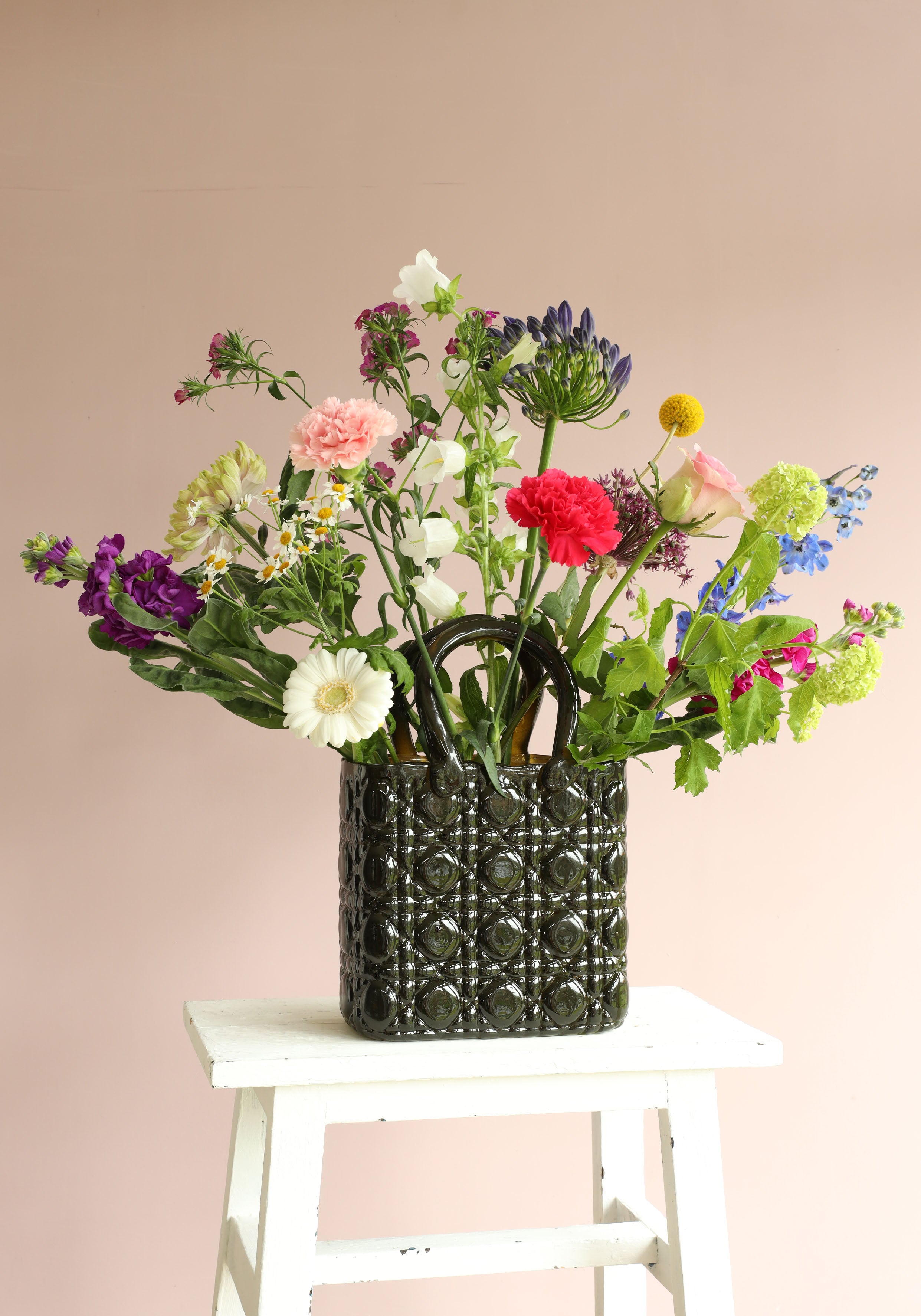 Handtasche Vase Elysee Glasgriff L.14 x B.9,5 x H.22 cm dunkelgrün (1 Stk.) [IFS-37235]