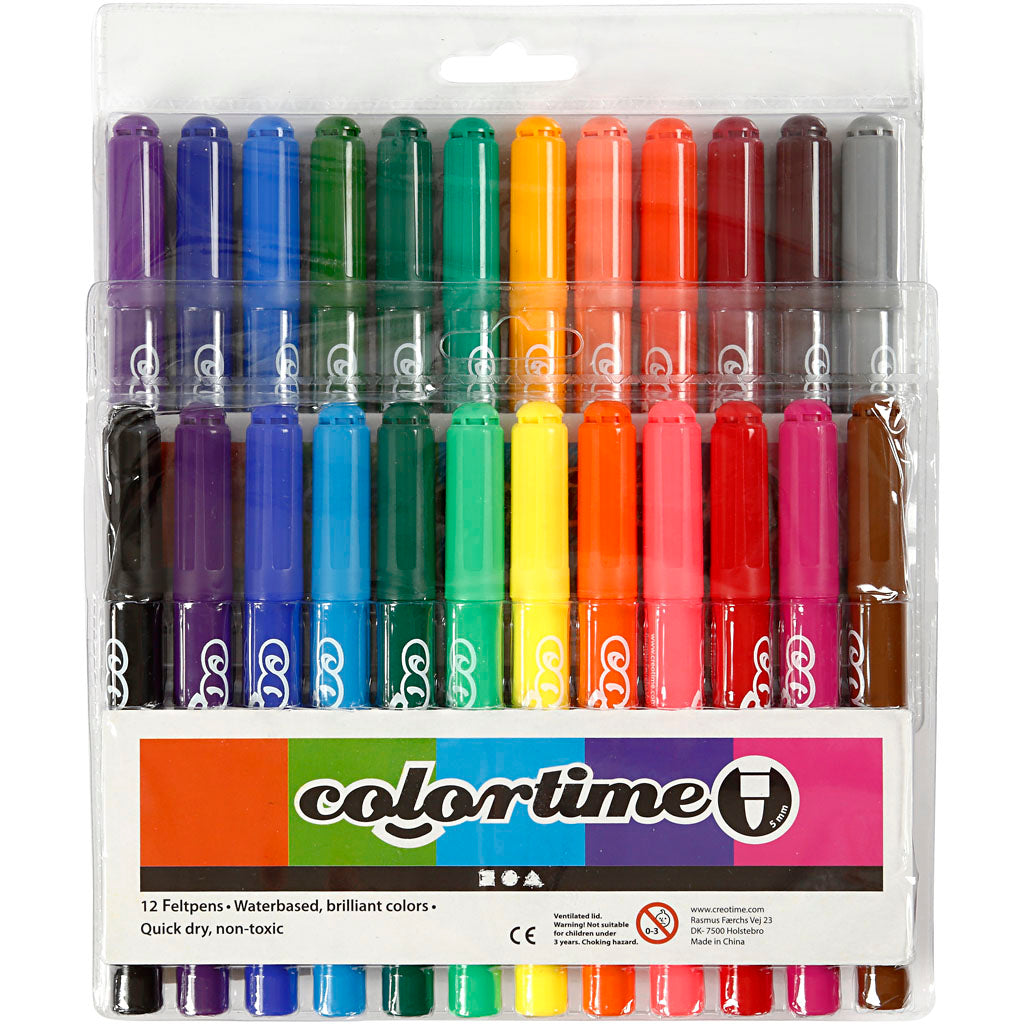 Colortime Marker, Strichstärke 5 mm, Sortierte Farben, 24 Stk/ 1 Pck [HOB-37349]